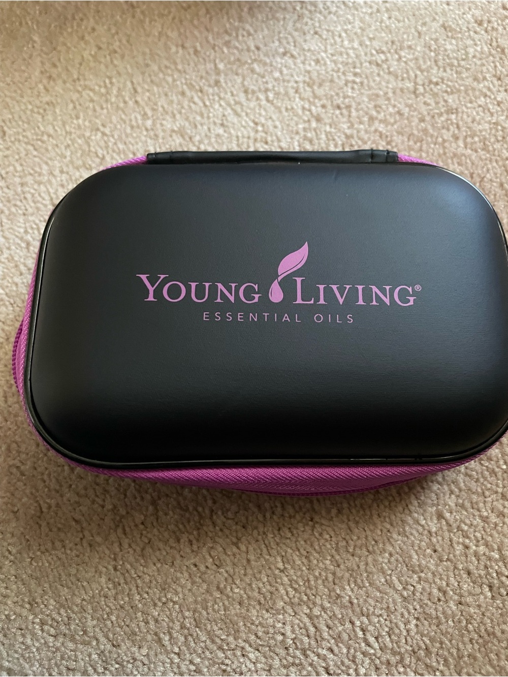 Young Living Black Travel Case with Pink Logo and Trim